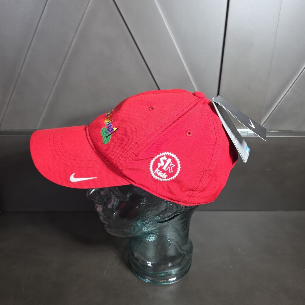 Nike Strap Back Golf Hat Cap One Size Kids Swing & Swoosh Logo Poly Outdoor Red - Picture 5 of 10